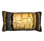 Pillow with cat fabric and appliquéd waves