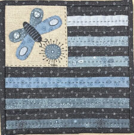 Striped Blue mug rug